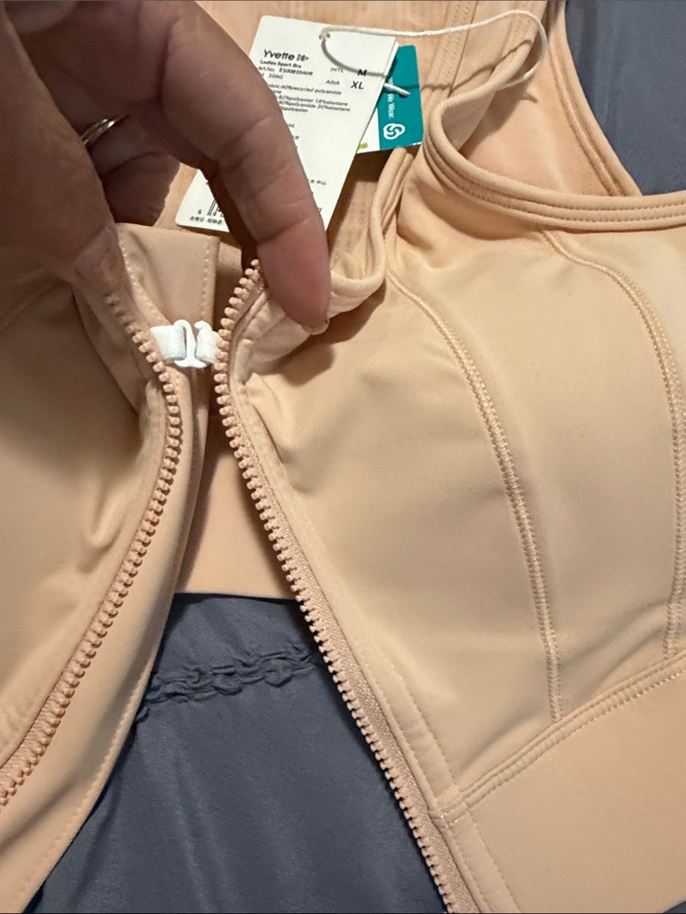 Yvette Front-Zip High Support Sports Bra - Nude - Picture 4 of 7